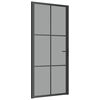 vidaXL Porta de interior 93x201,5 cm vidro ESG e alum&iacute;nio preto