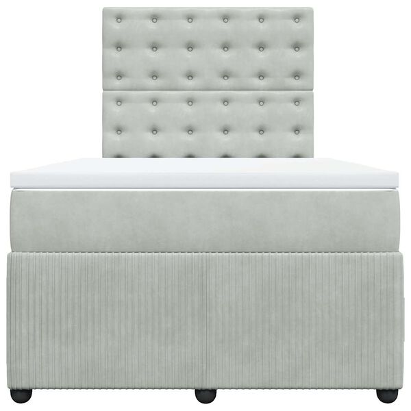 vidaXL Cama boxspring c/ colch&atilde;o 120x200 cm veludo cinzento-claro