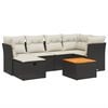 vidaXL 7 pcs conjunto de sof&aacute;s p/ jardim c/ almofad&otilde;es vime PE preto
