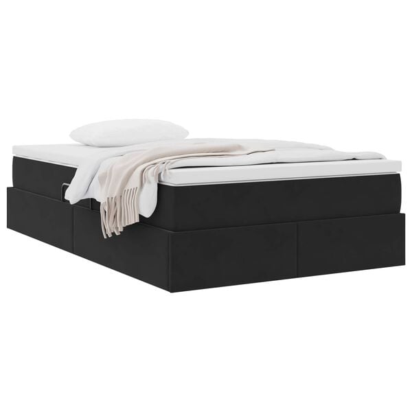 vidaXL Cama com arruma&ccedil;&atilde;o e colch&atilde;o Preto 120 x 190 cm Veludo