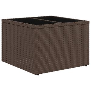 vidaXL Mesa de jardim com tampo de vidro 55x55x37 cm vime PE castanho
