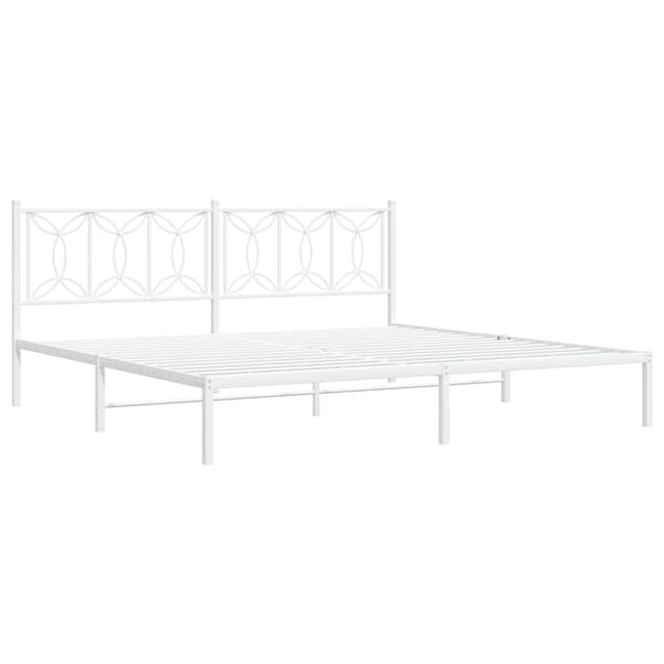 vidaXL Estrutura de cama com cabeceira 193x203 cm metal branco
