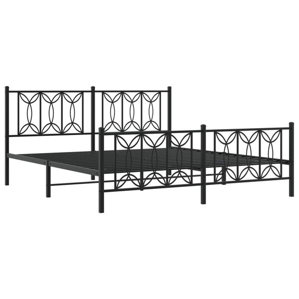 vidaXL Estrutura de cama com cabeceira e p&eacute;s 183x213 cm metal preto