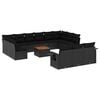 vidaXL 14 pcs conjunto de sof&aacute;s p/ jardim c/ almofad&otilde;es vime PE preto