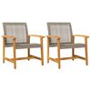 vidaXL Cadeiras de jardim 2 pcs vime PE/madeira de ac&aacute;cia maci&ccedil;a cinza