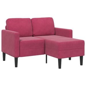 vidaXL Sof&aacute; 2 lugares com Chaise em L 125 cm veludo vermelho tinto