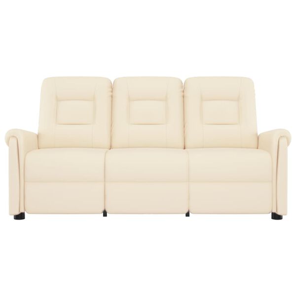 vidaXL Poltrona massagens 3 lug. reclinável couro artificial creme