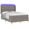 vidaXL Cama Box com fitas LED Cinzento-acastanhado 160 x 200 cm tecido