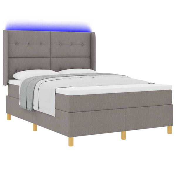 vidaXL Cama Box com fitas LED Cinzento-acastanhado 160 x 200 cm tecido