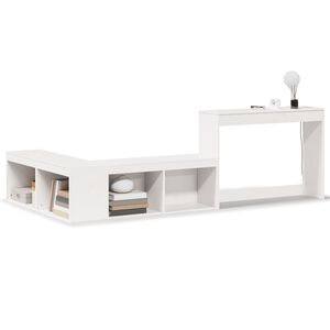 vidaXL Mesa de cabeceira com secret&aacute;ria branca 232x122x75 cm madeira maci&ccedil;a pinho