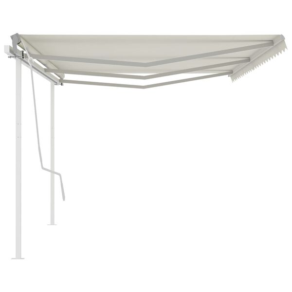 vidaXL Toldo retr&aacute;til manual com postes 6x3,5 m cor creme
