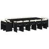 vidaXL 15 pcs conjunto de jantar p/jardim com almofad&otilde;es vime PE preto