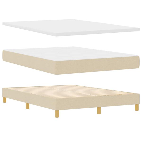 vidaXL Cama Box com colch&atilde;o com cabeceira Creme 160 x 200 cm tecido