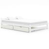 vidaXL Estrutura de cama com 2 gavetas 160x200 cm pinho maci&ccedil;o branco