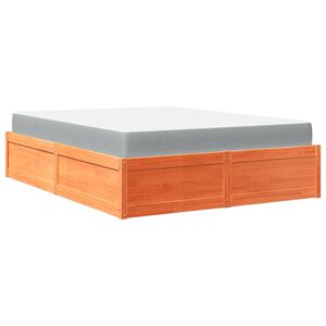 vidaXL Cama com colch&atilde;o 160x200 cm madeira pinho maci&ccedil;a castanho-mel