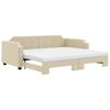 vidaXL Sof&aacute;-cama c/ gavet&atilde;o e colch&otilde;es 90x200 cm tecido cor creme