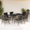 vidaXL 7 pcs conjunto de jantar p/ jardim c/ almofad&otilde;es vime PE cinza