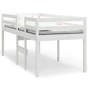 vidaXL Cama alta 90x200 cm madeira de pinho maci&ccedil;a branco