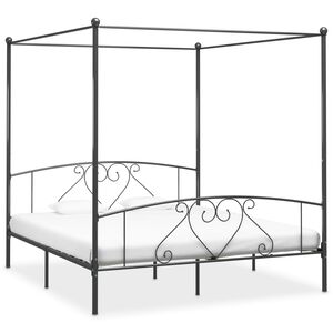 vidaXL Estrutura de cama com dossel 180x200 cm metal cinzento