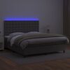 vidaXL Cama box spring c/ colch&atilde;o/LED 180x200cm couro artificial cinza
