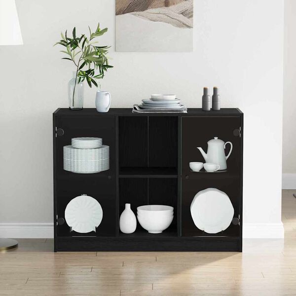 vidaXL Buffet Carvalho Preto 100 x 37 x 75.5 cm