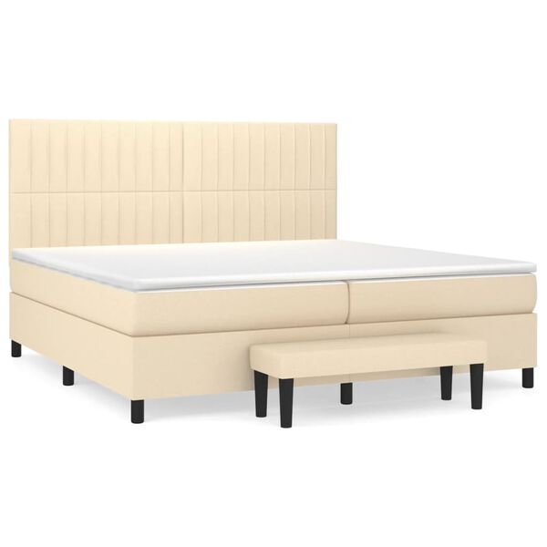 vidaXL Cama com molas/colch&atilde;o 200x200 cm tecido cor creme