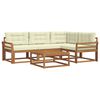 vidaXL Conjunto de Sof&aacute;s para Exterior 5 unid. Natural e Creme