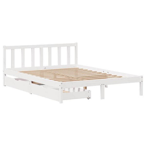 vidaXL Cama sem colchão 160x200 cm madeira de pinho maciça branco
