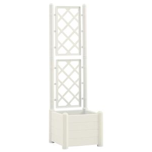 vidaXL Vaso/floreira de jardim com treli&ccedil;a 43x43x142 cm PP branco