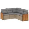 vidaXL 5 pcs conjunto de sof&aacute;s p/ jardim com almofad&otilde;es vime PE bege
