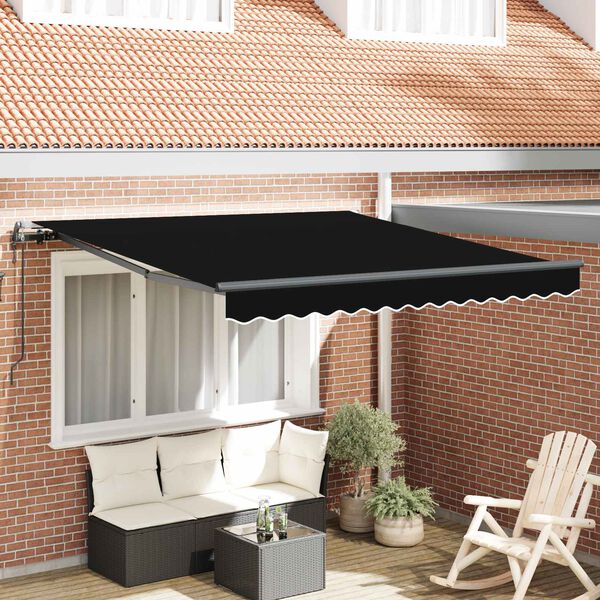 vidaXL Toldo Retr&aacute;til Preto 350 x 250 cm Tecido e Alum&iacute;nio