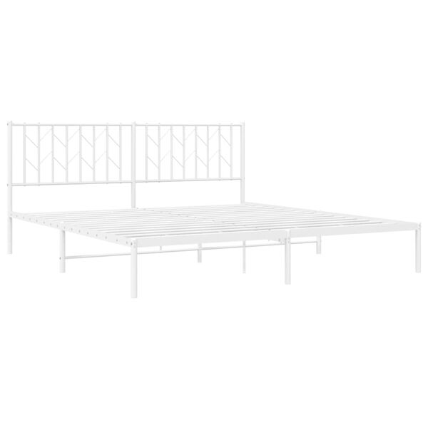 vidaXL Estrutura de cama com cabeceira 183x213 cm metal branco
