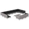 vidaXL 14 pcs conj. lounge jardim c/ almofad&otilde;es vime PE cinza-escuro