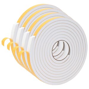 vidaXL Fita de espuma autoadesiva 4 unid. Branco 15mm x 5m Espuma CR
