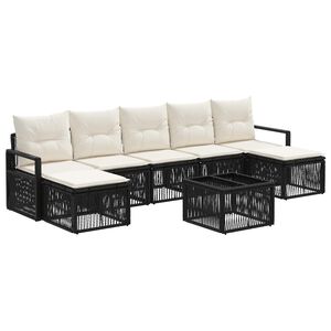 vidaXL Conjunto de Sof&aacute; de Jardim 8 unid. Preto vime PE