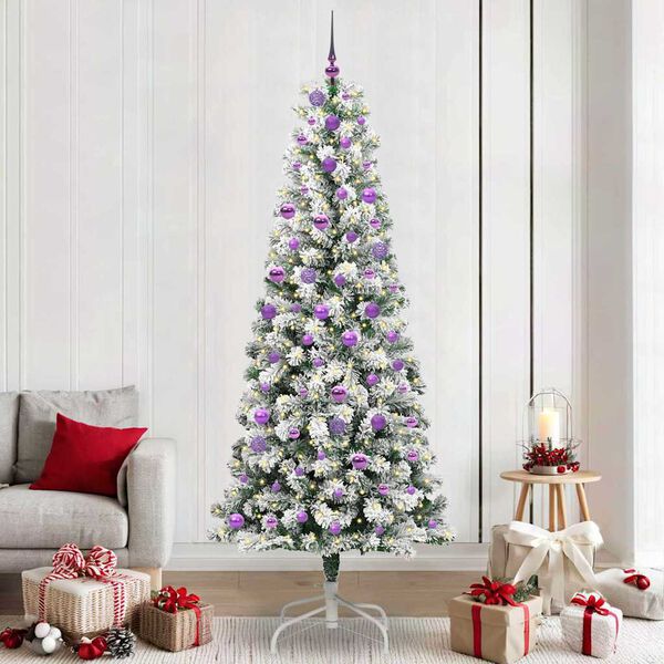 vidaXL &Aacute;rvore de Natal Articulada Artificial Verde e Branco 240 cm