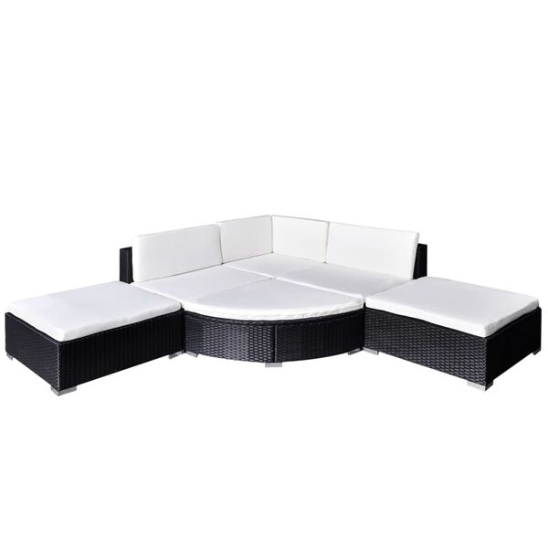 vidaXL 6 pcs conjunto lounge de jardim c/ almofad&otilde;es vime PE preto