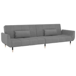 vidaXL Sof&aacute;-cama 2 lugares com duas almofadas veludo cinzento-claro