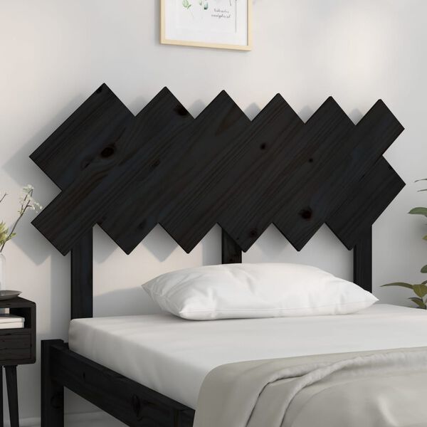 vidaXL Cabeceira de cama 122,5x3x80,5 cm pinho maci&ccedil;o preto