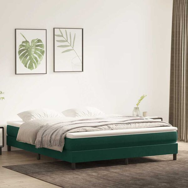 vidaXL Cama sem molas/colch&atilde;o 180x210 cm veludo verde-escuro