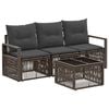 vidaXL Conjunto de Sof&aacute; de Jardim 4 unid. Cinzento vime PE
