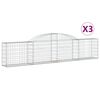 vidaXL Cestos gabi&atilde;o arqueados 3 pcs 300x30x60/80 cm ferro galvanizado