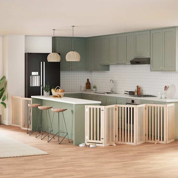 vidaXL Port&atilde;o para c&atilde;es com porta dobr&aacute;vel 9 pain&eacute;is 450 cm &aacute;lamo