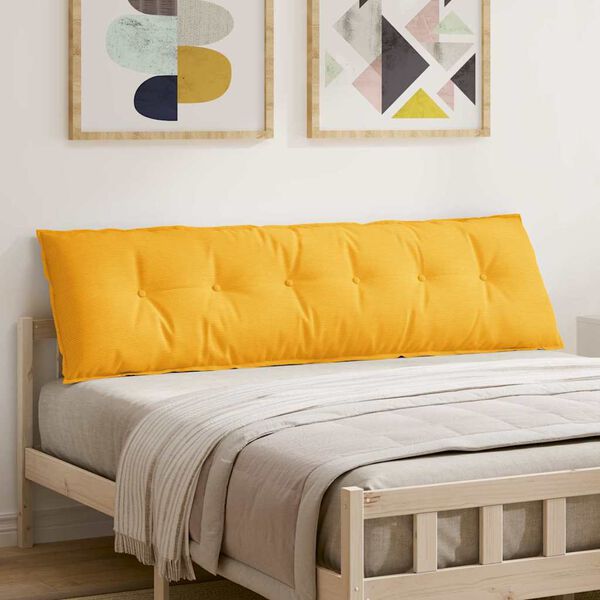 vidaXL Travesseiro para Costas Amarelo Claro 180 x 50 cm