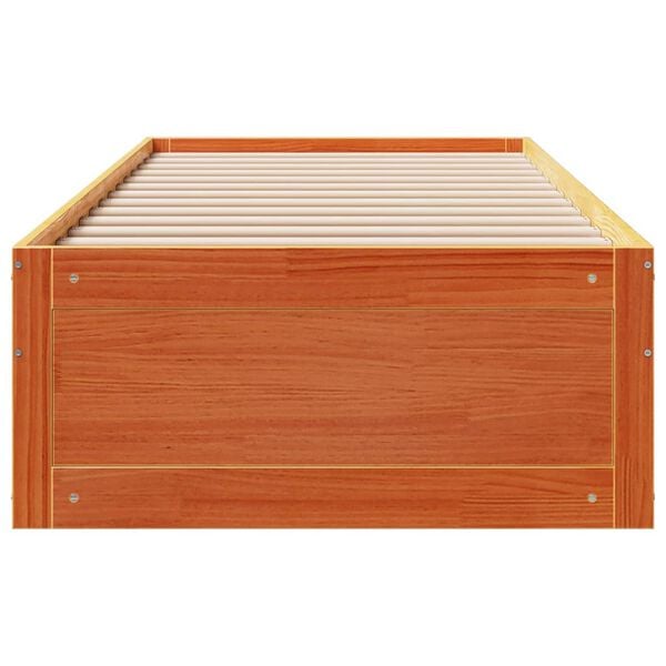 vidaXL Cama sem colch&atilde;o com gavetas madeira pinho maci&ccedil;a castanho-mel