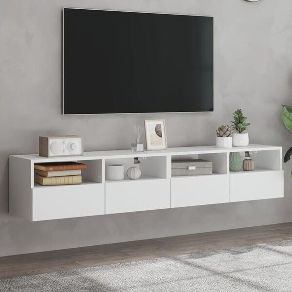 vidaXL M&oacute;veis parede p/ TV 2pcs 80x30x30cm derivados de madeira branco