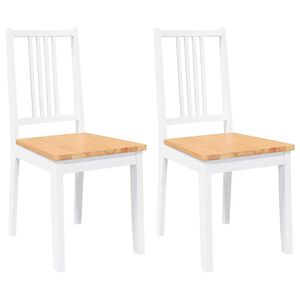 vidaXL Cadeiras de jantar 2 pcs madeira de seringueira maci&ccedil;a branco