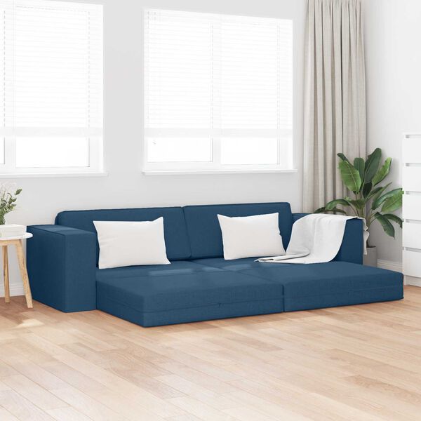 vidaXL Sof&aacute;-Cama Azul Marinho 245 x 78 x 77 cm tecido