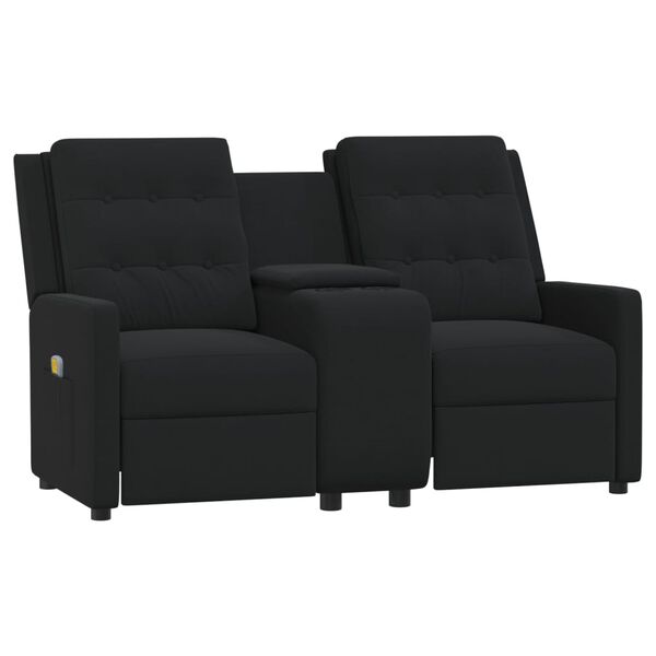 vidaXL Poltrona massagem 2 assentos reclin&aacute;vel c/ suporte copo preto