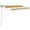 vidaXL Toldo retr&aacute;til manual com postes 3,5x2,5 m amarelo e branco